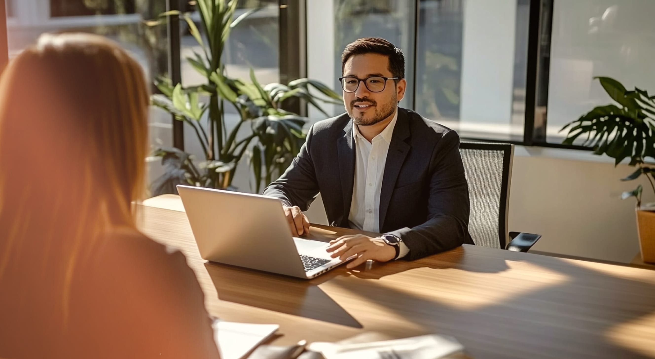 In-office employees having a meeting