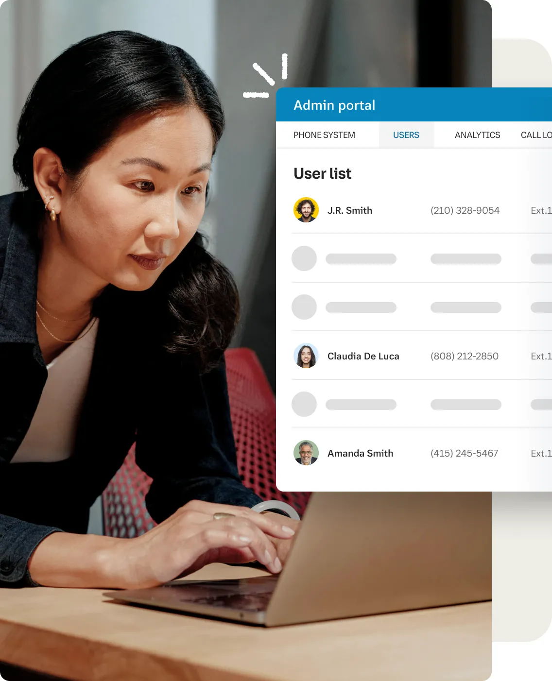 IT professional looking at the user list from RingCentral's admin portal