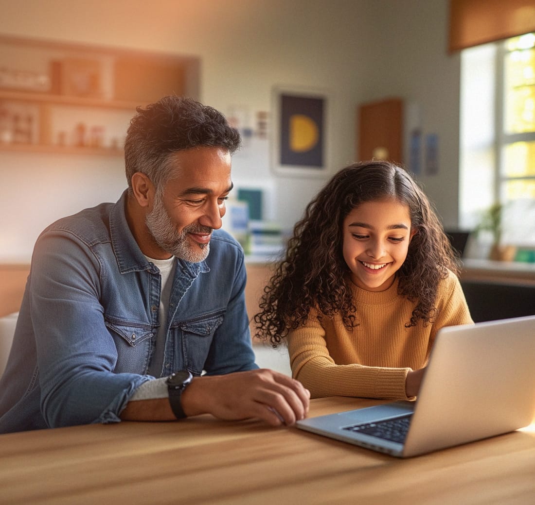  A teacher and student attending an online lecture via RingCentral