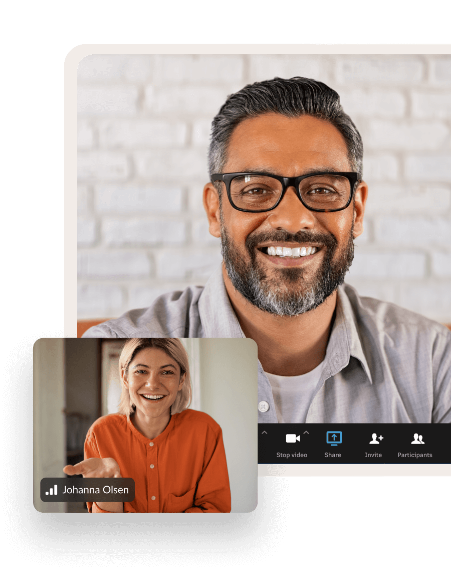 Two colleagues in a video meeting using the RingCentral app