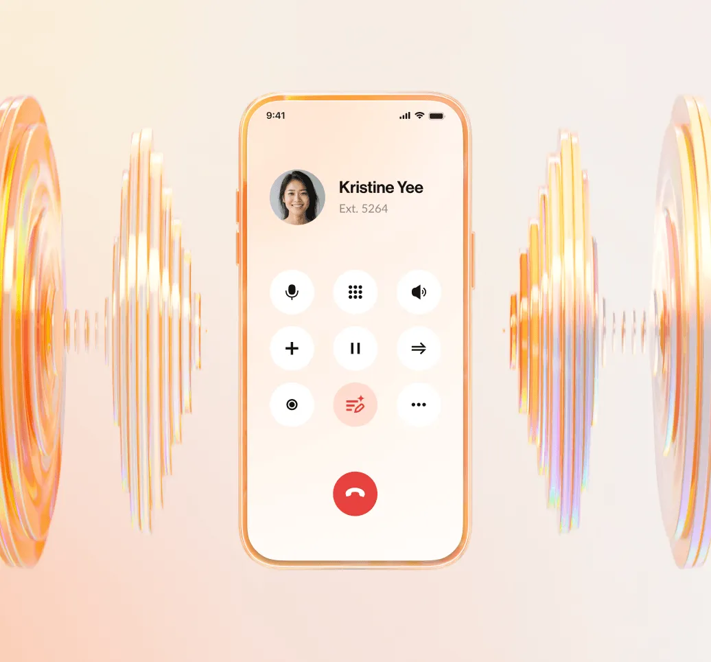 Bouygues, China Mobile International, Avoxi and Colt logos overlaid on the RingCentral phone app 