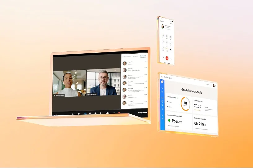 A trio of RingEX featureds including RingCentral Video, Phone, and Analytics