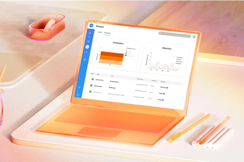 AI for sales intelligence graphs and data shown on an orange laptop