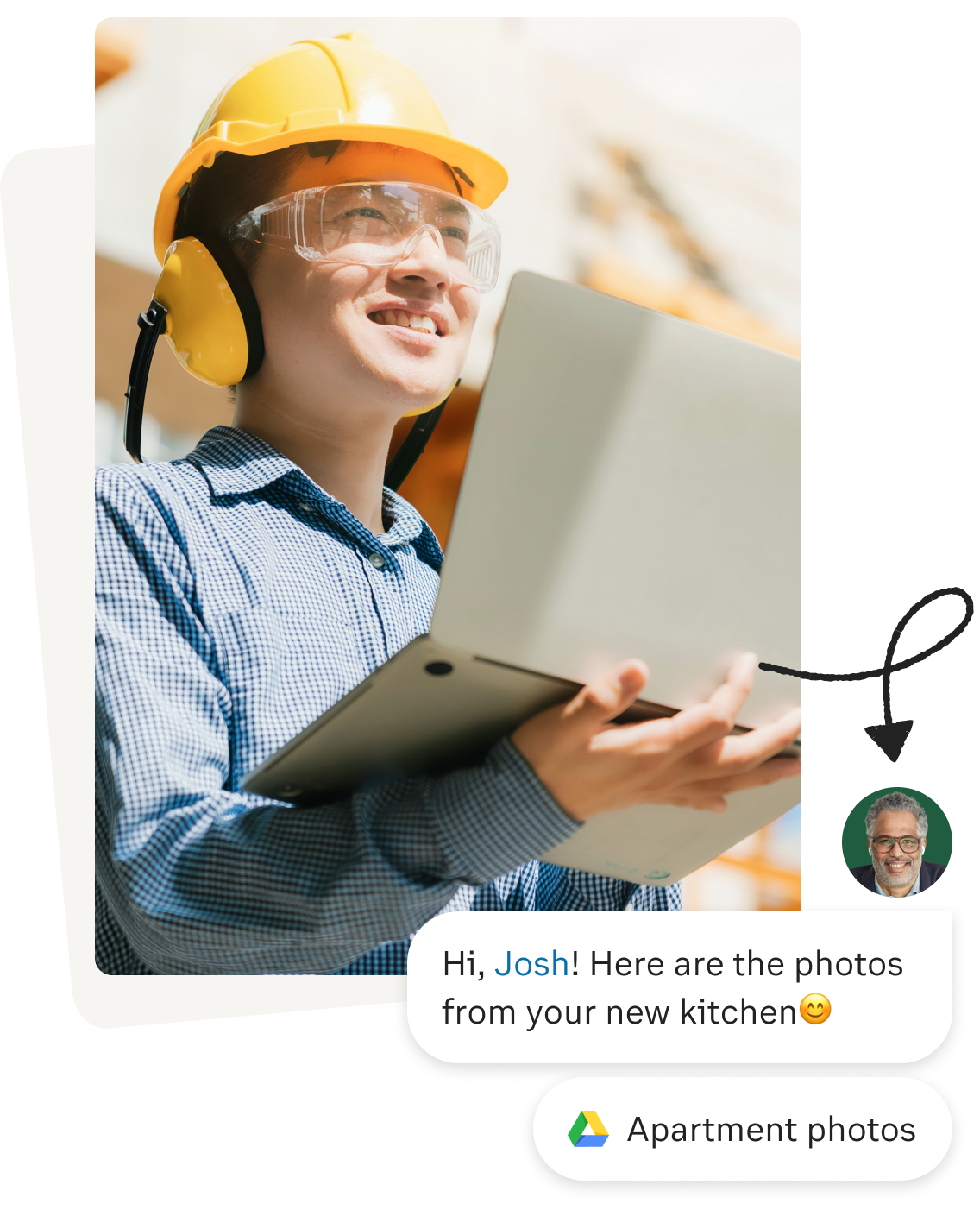 Project Manager using RingCentral app to send updates tp a colleague