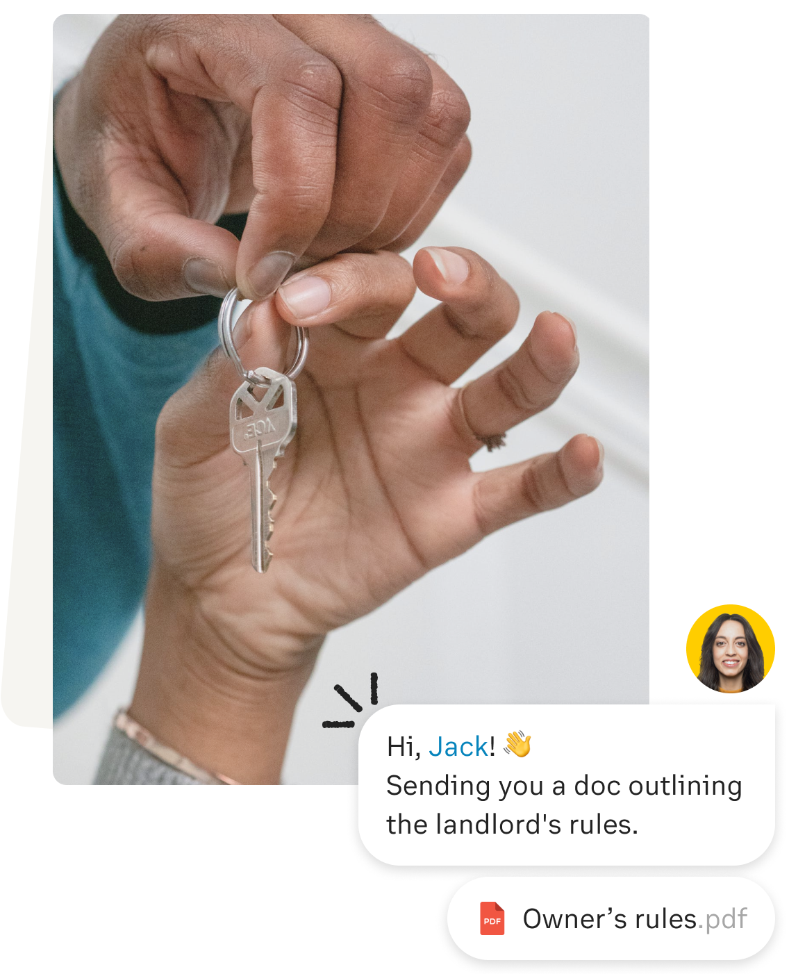 A real estate agent sending owner's rules to renting clients via the RingCentral App