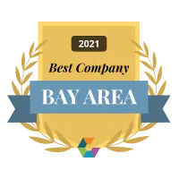 Insignia del premio Comparably a la mejor empresa para el Área de la Bahía 2021