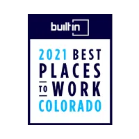 Insignia de los mejores lugares para trabajar de Colorado 2021 de Built In