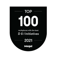 Insignia  de las 100 principales iniciativas de DE&I 2021 de Mogul