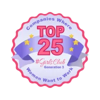 Insignia de las 25 principales empresas donde las mujeres quieren trabajar 2021 de #GirlsClub