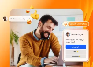  A man receiving positive feedback from event participants in the RingCentral Events platform 