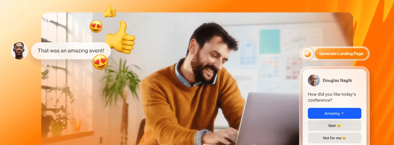  A man receiving positive feedback from event participants in the RingCentral Events platform 
