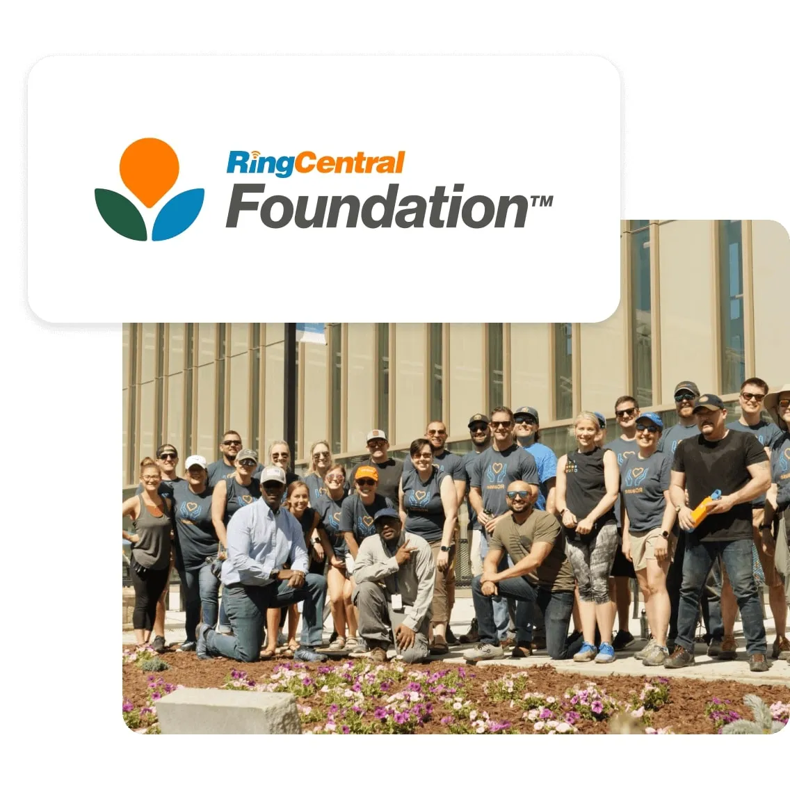 RingCentral employees working together in one of the company's community projects