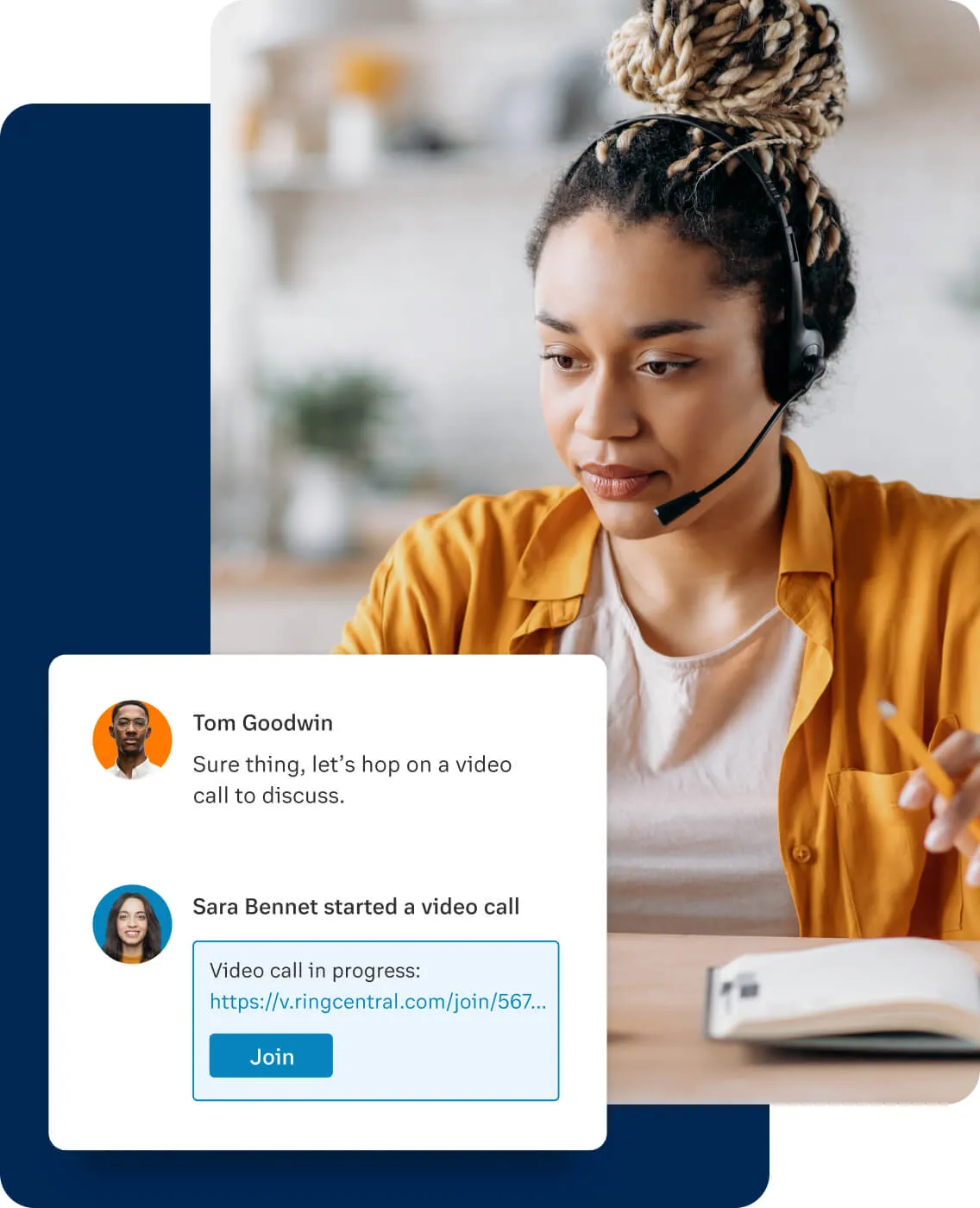 The agents are on a video call using the RingCentral app