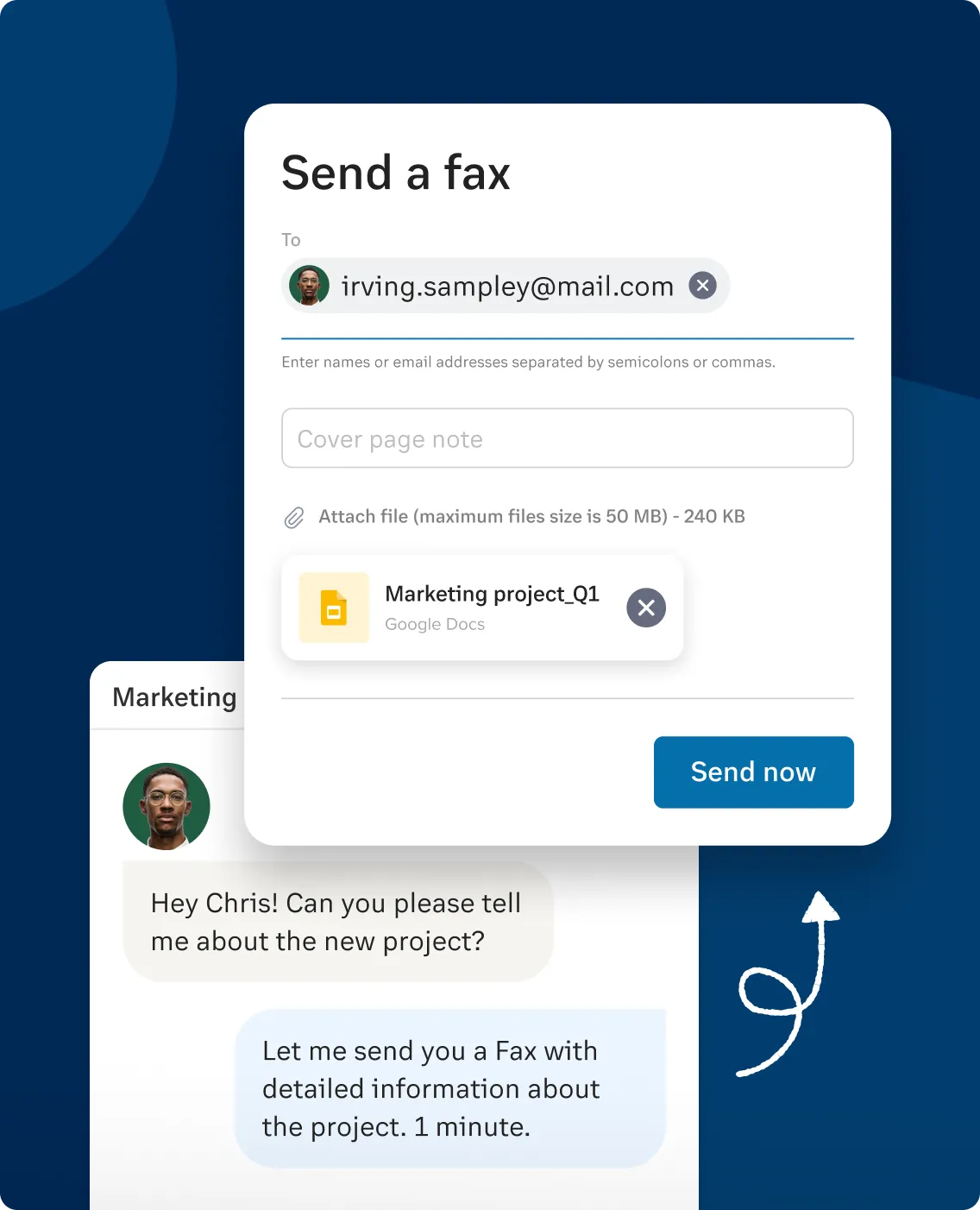 Sending fax with attachment through the RingCentral app