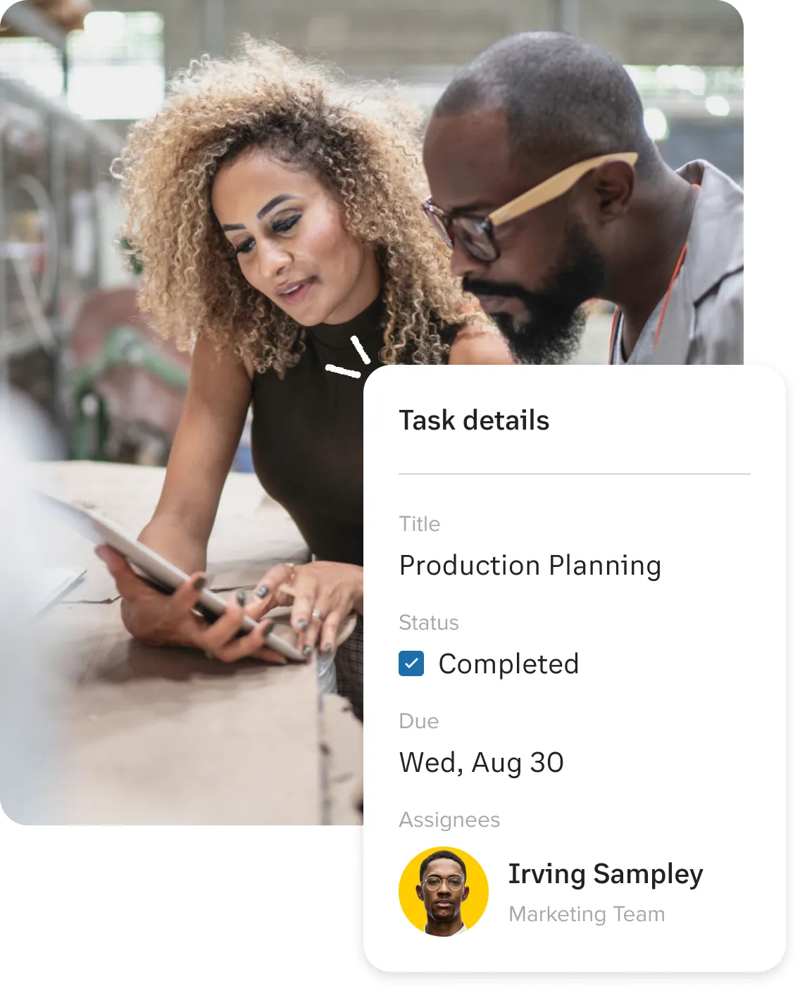 Production supervisor using RingCentral to manage tasks