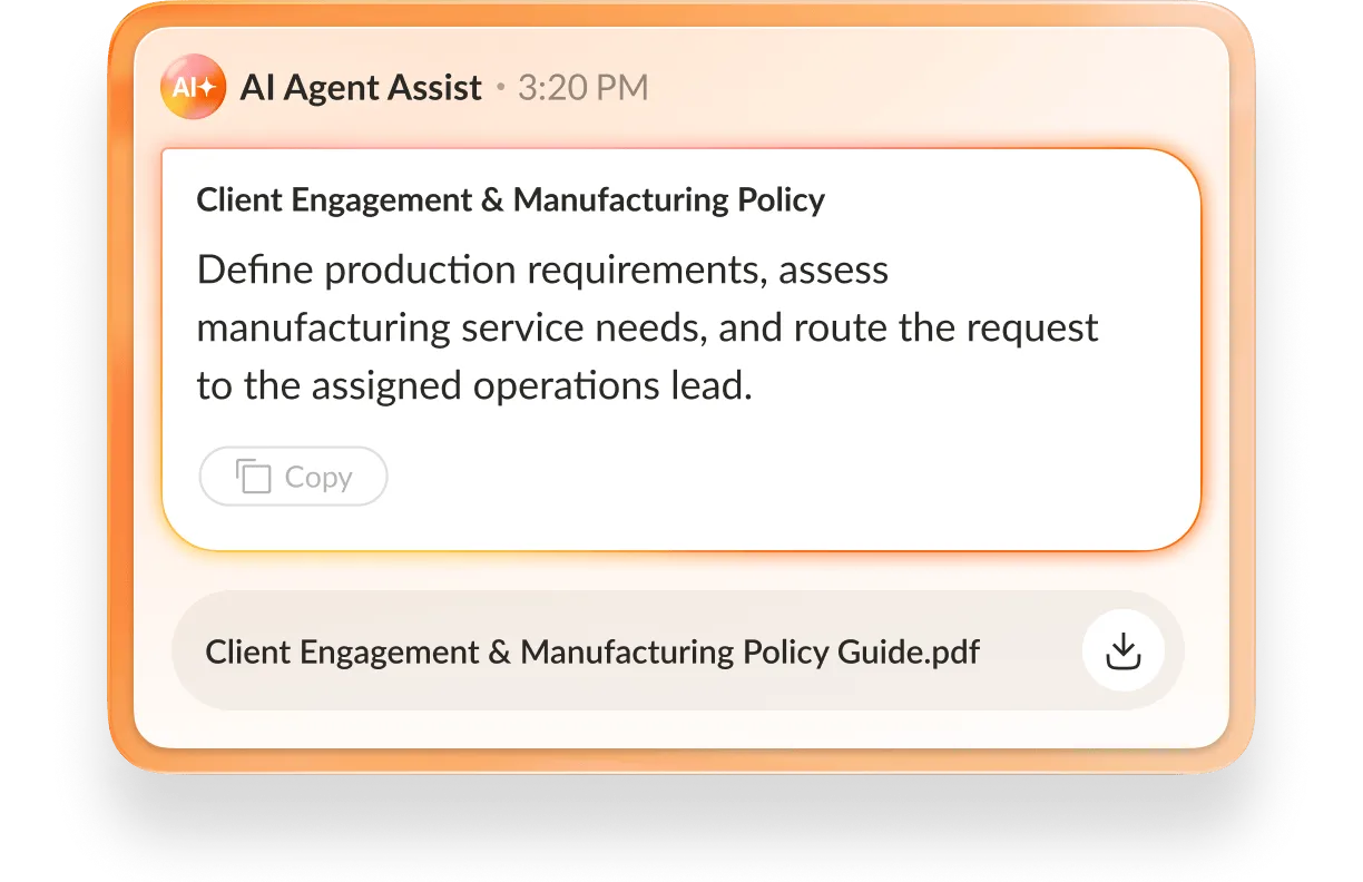 Agent using AI Agent Assist to help with client engagement.