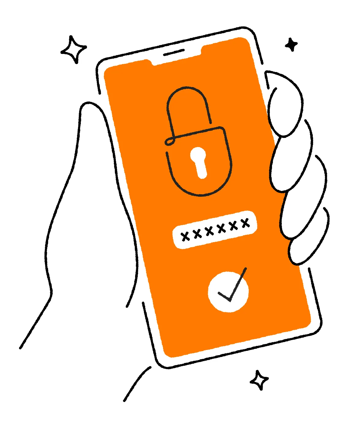 Illustration d’un téléphone verrouillé et sécurisé
