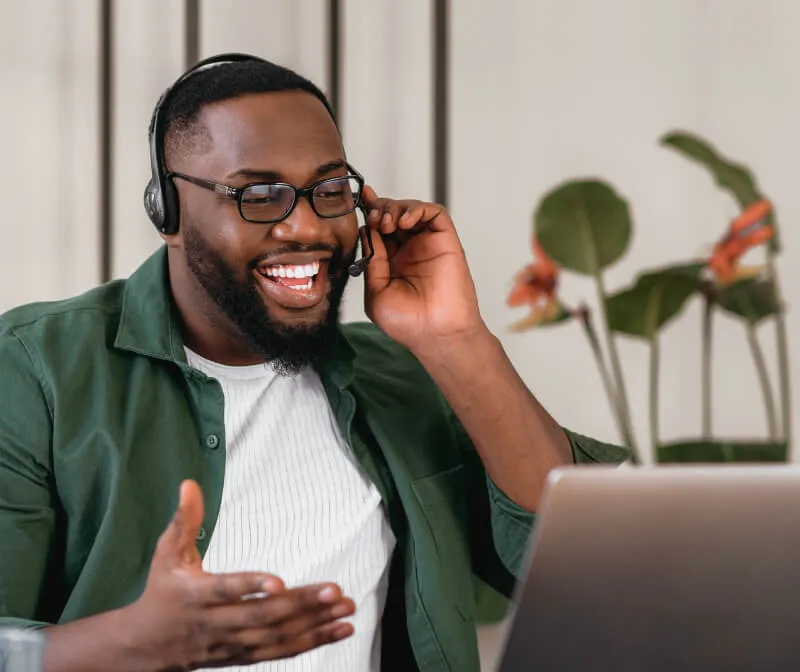 A sales agent on a product demo call