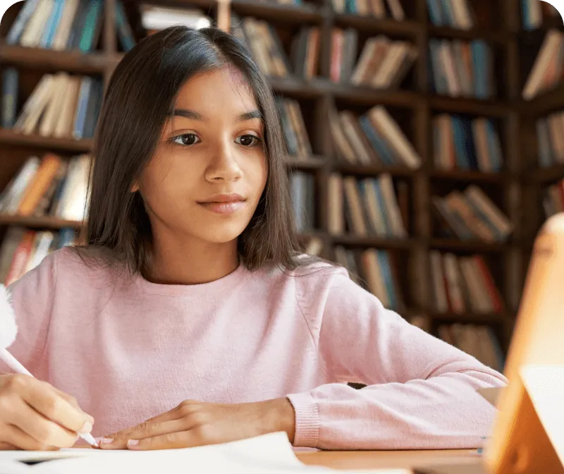 A female teacher in a RingCentral video call with a female student
