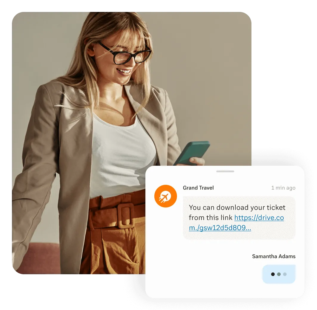 A female using RingCentral's omnichannel feature on her mobile phone