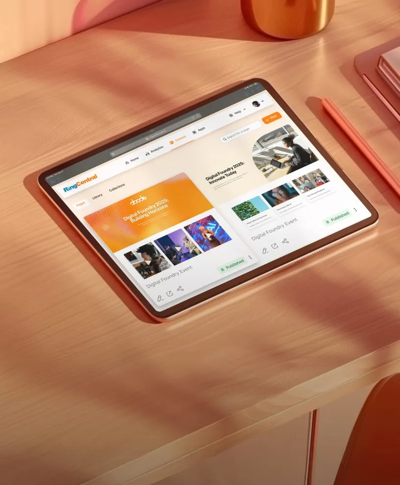 RingCentral web app displayed on a tablet.