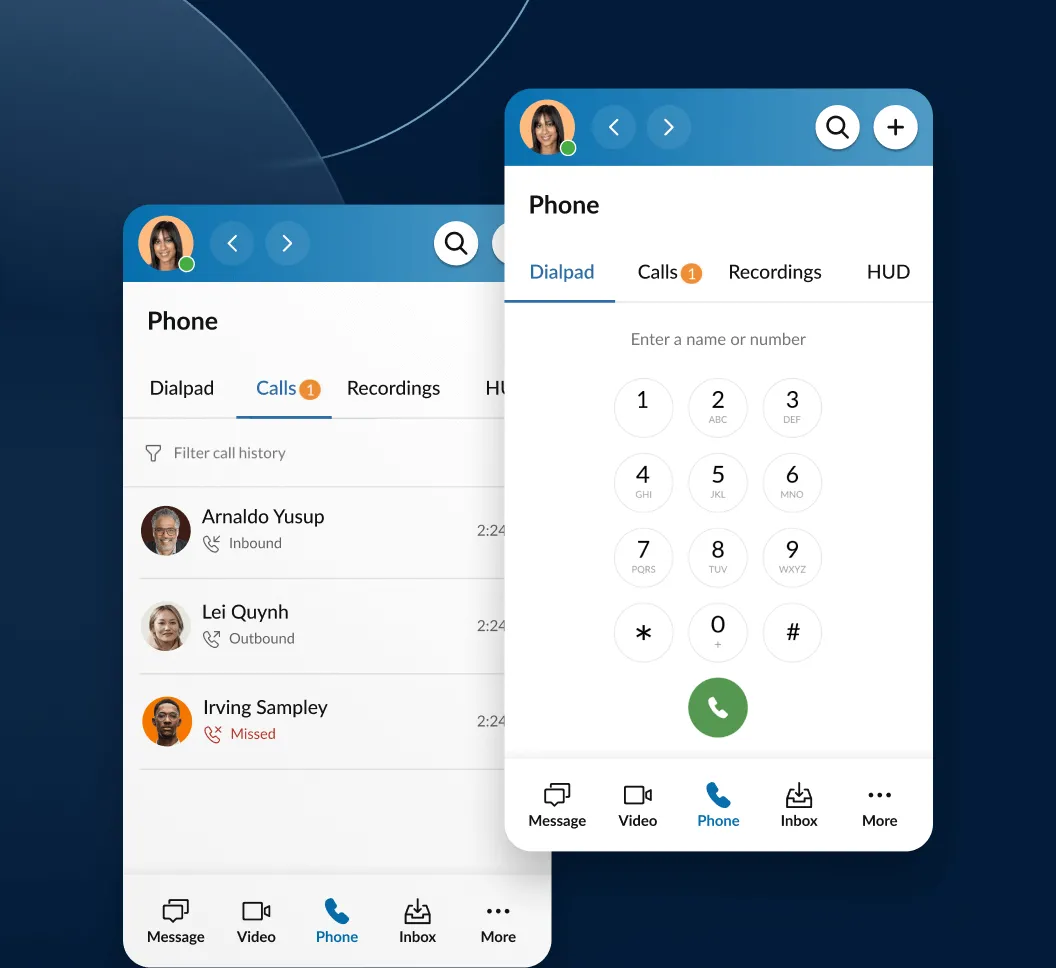Phone interface and dialpad of the updated RingCentral app