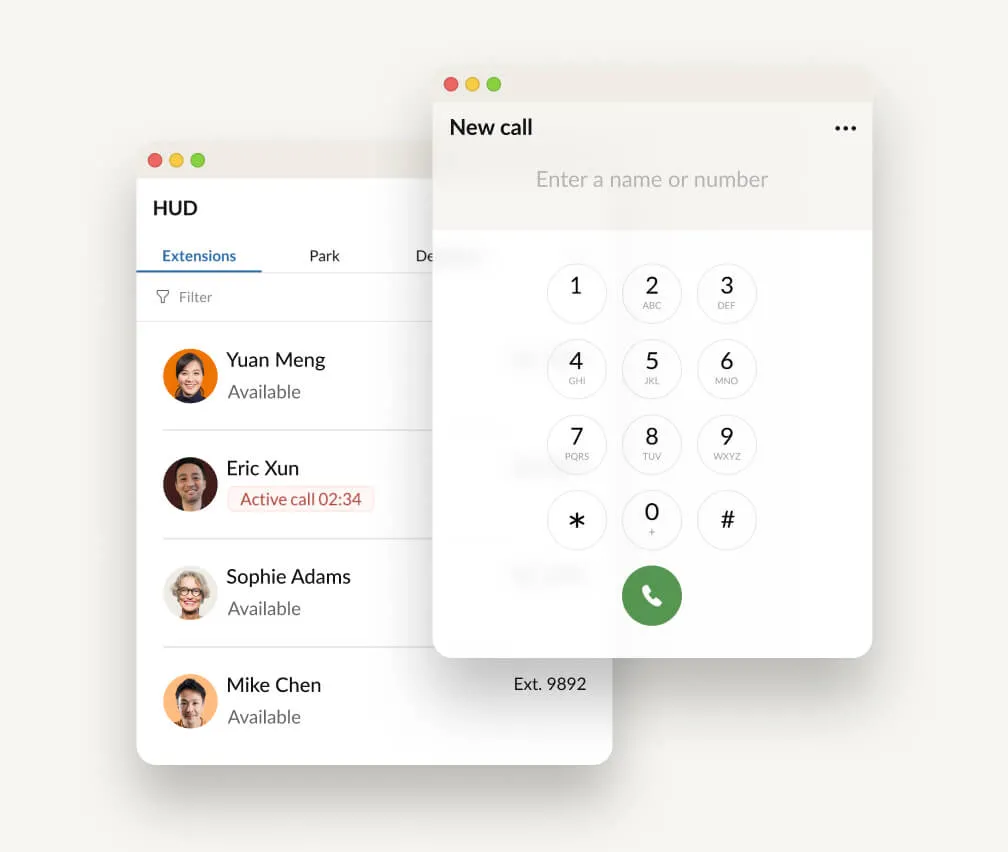 New call window pop-out in the RingCentral app