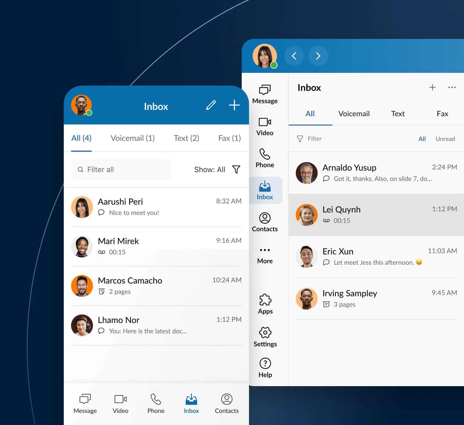 A direct message viewed through the RingCentral app Inbox tab