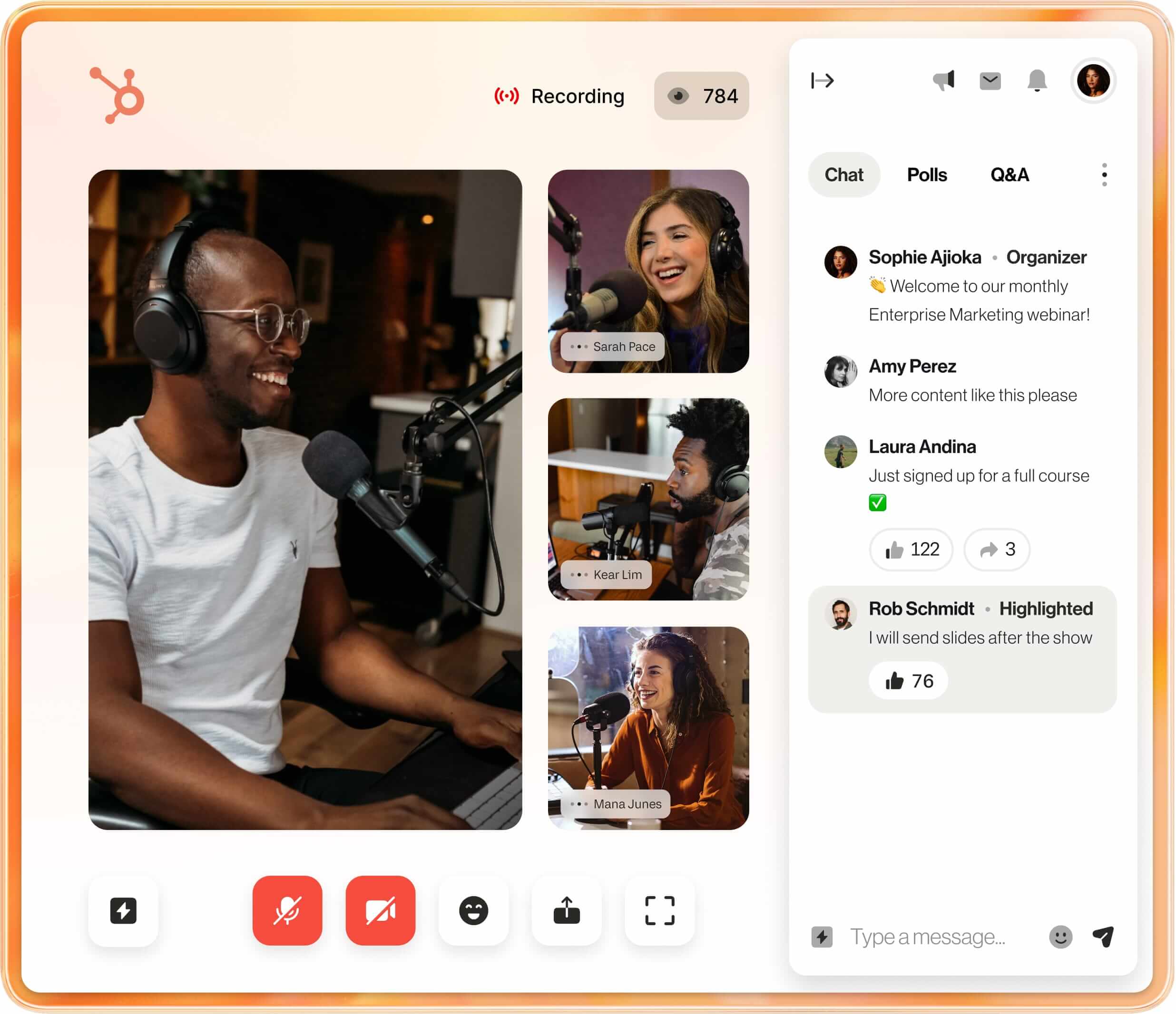 Online event being recorded on the RingCentral Events platform