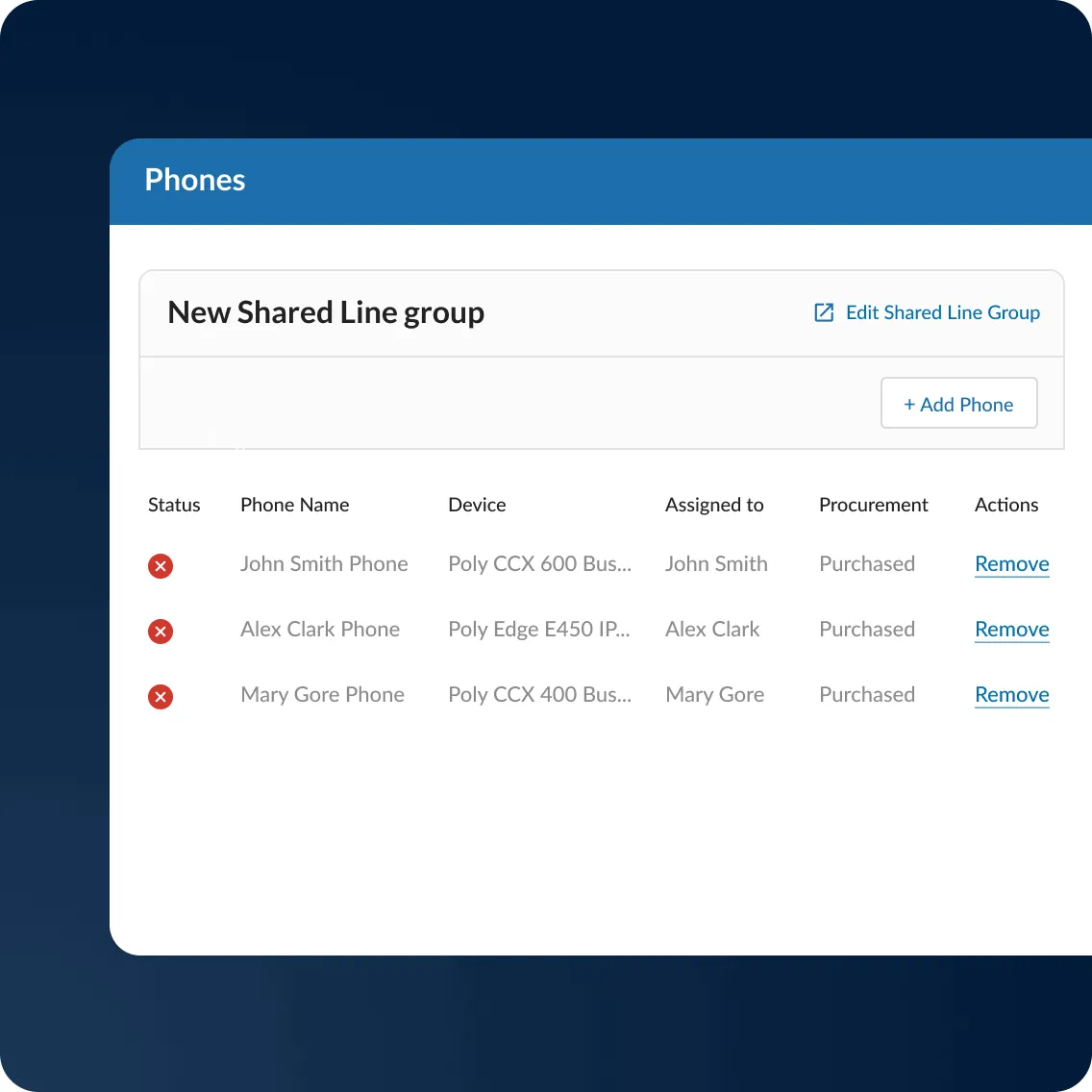 A RingCentral Shared line group