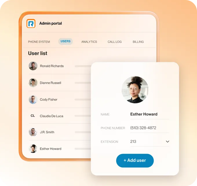The RingCentral Admin portal user list