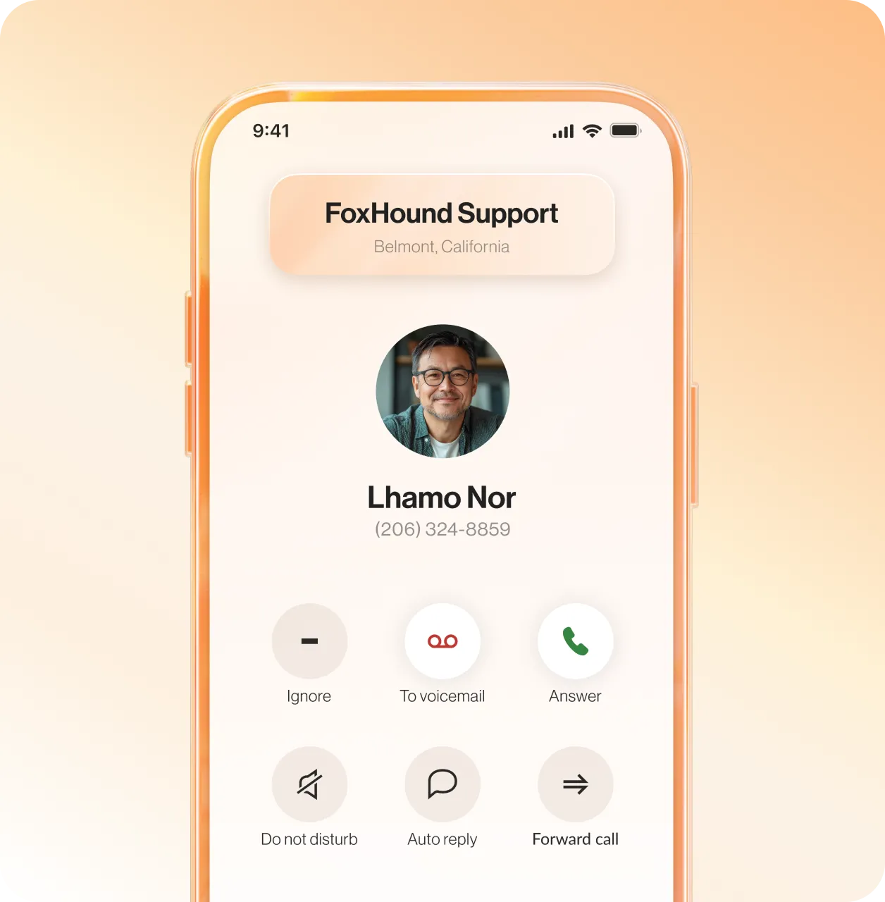 An incoming support call received on a RingCentral mobile app