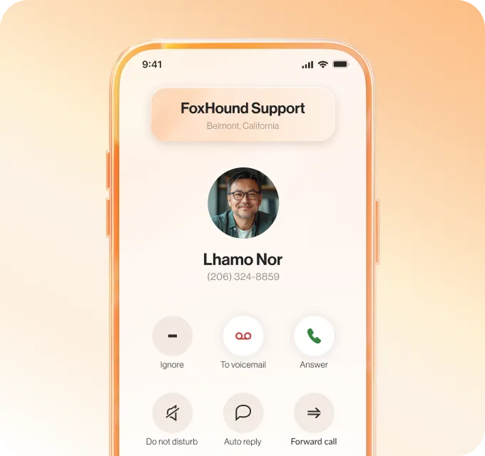 An incoming support call received on a RingCentral mobile app