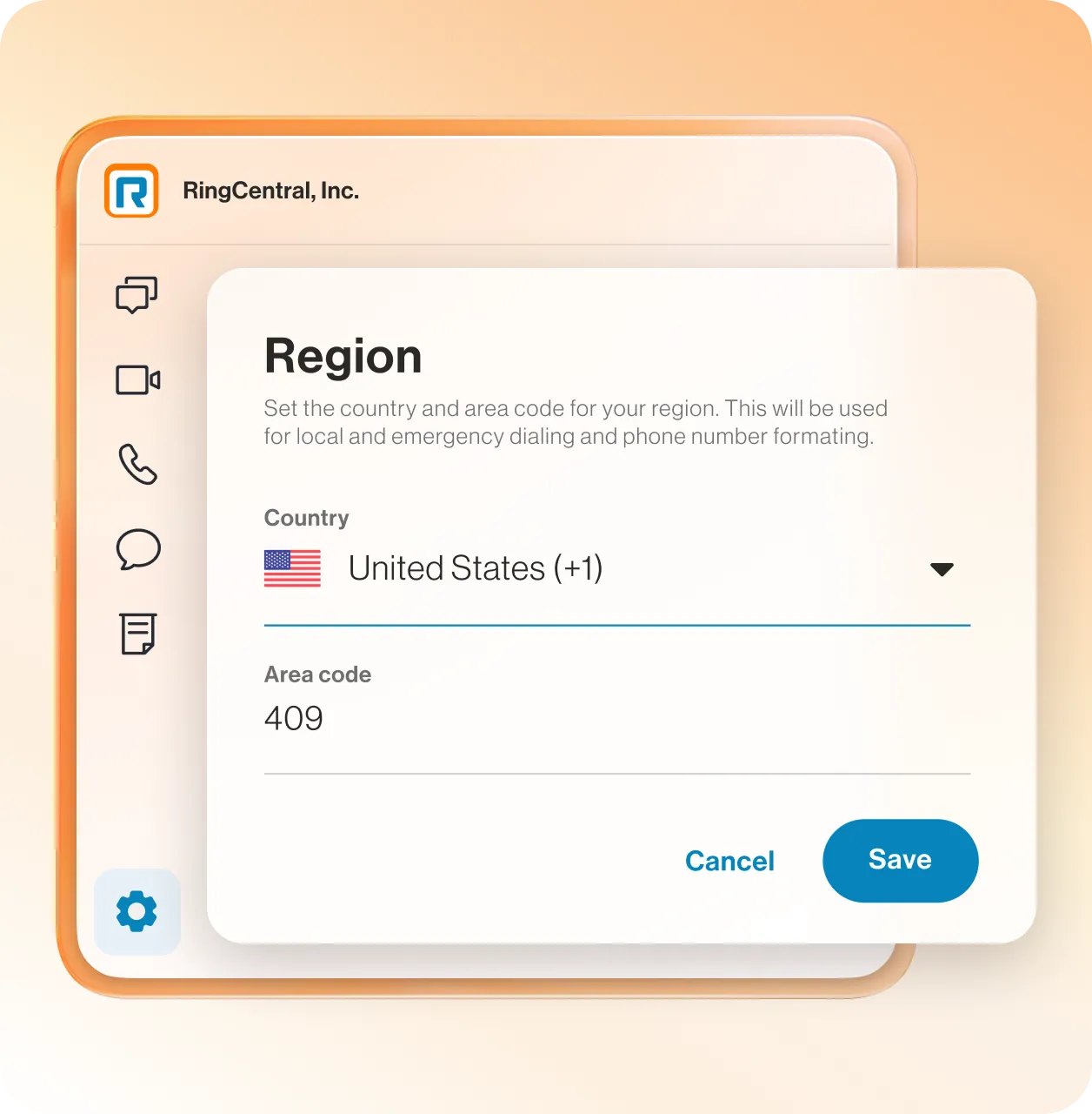 A US local number being set in the RingCentral app