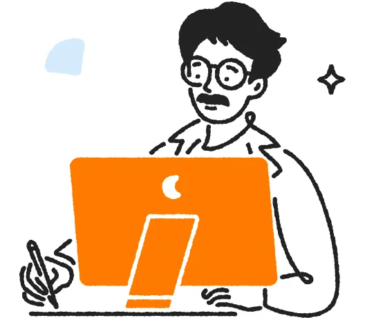 An illustration of a man using RingCentral for his accounting job