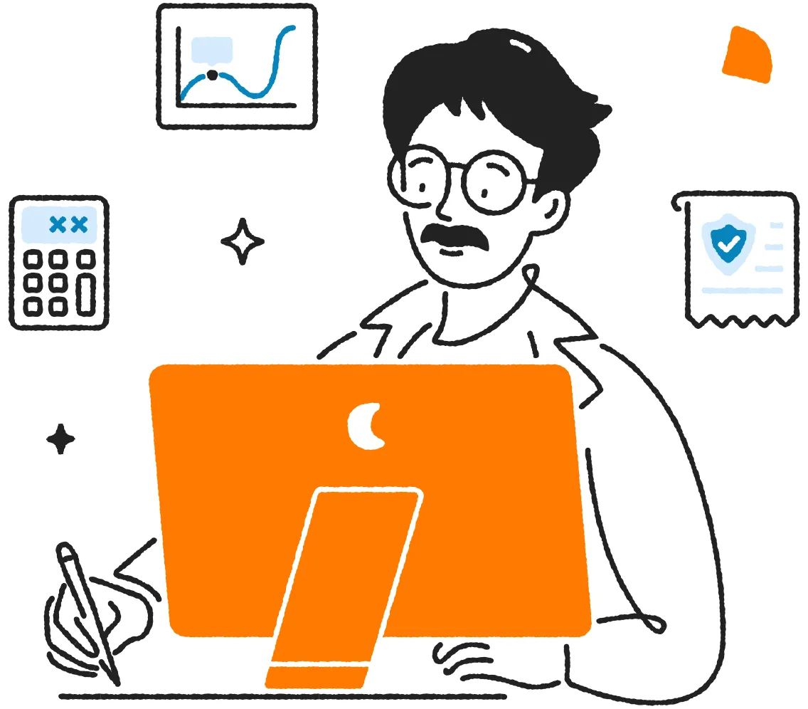 An illustration of a man using RingCentral for his accounting job