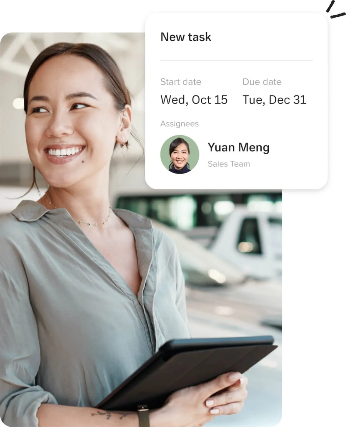 Car retail store manager using RingCentral's task management feature to assign tasks