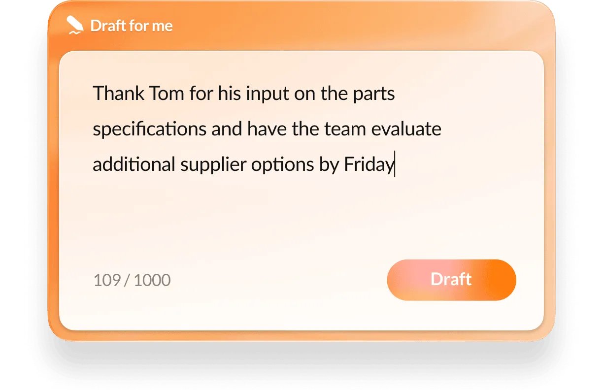 UI showing draft generation capabilities within RingCentral app
