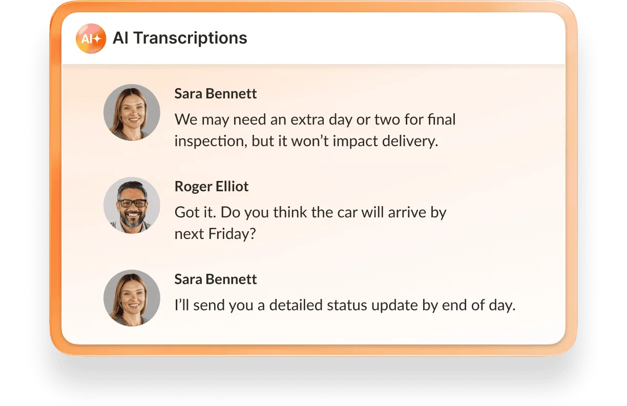 UI showing AI Transcriptions feature in the RingCentral app.