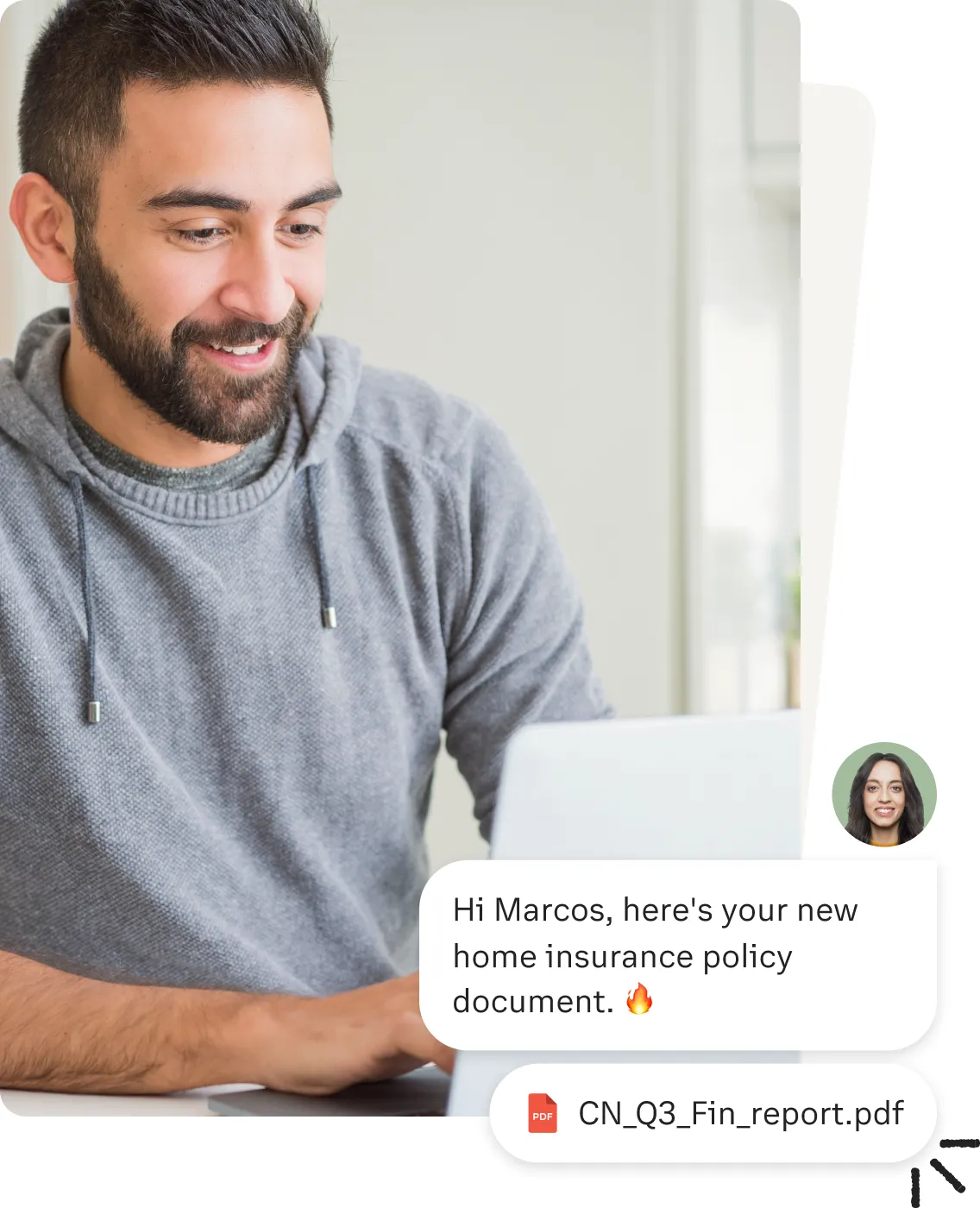 Un homme apportant un support pour une assurance sur une messagerie