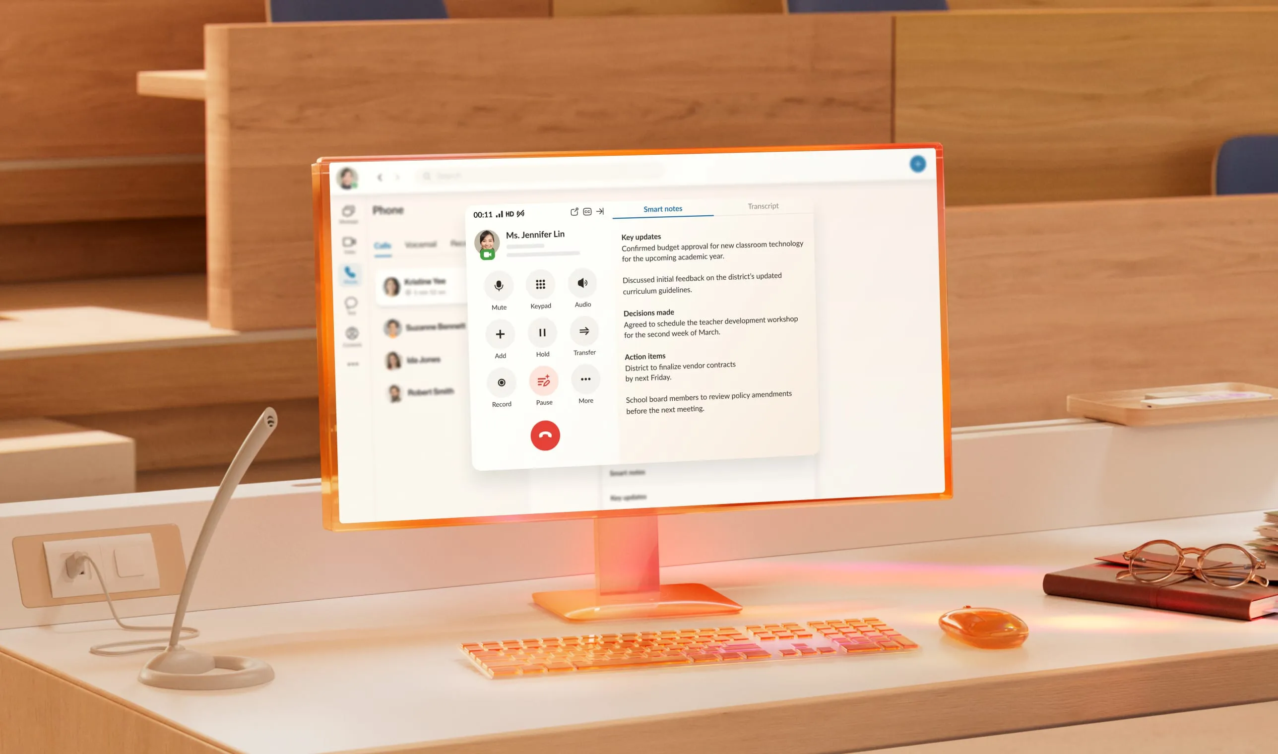 AI notes after a phone call between school administrators