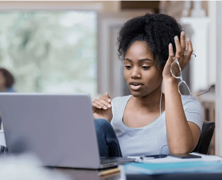 A student is studying on the computer
