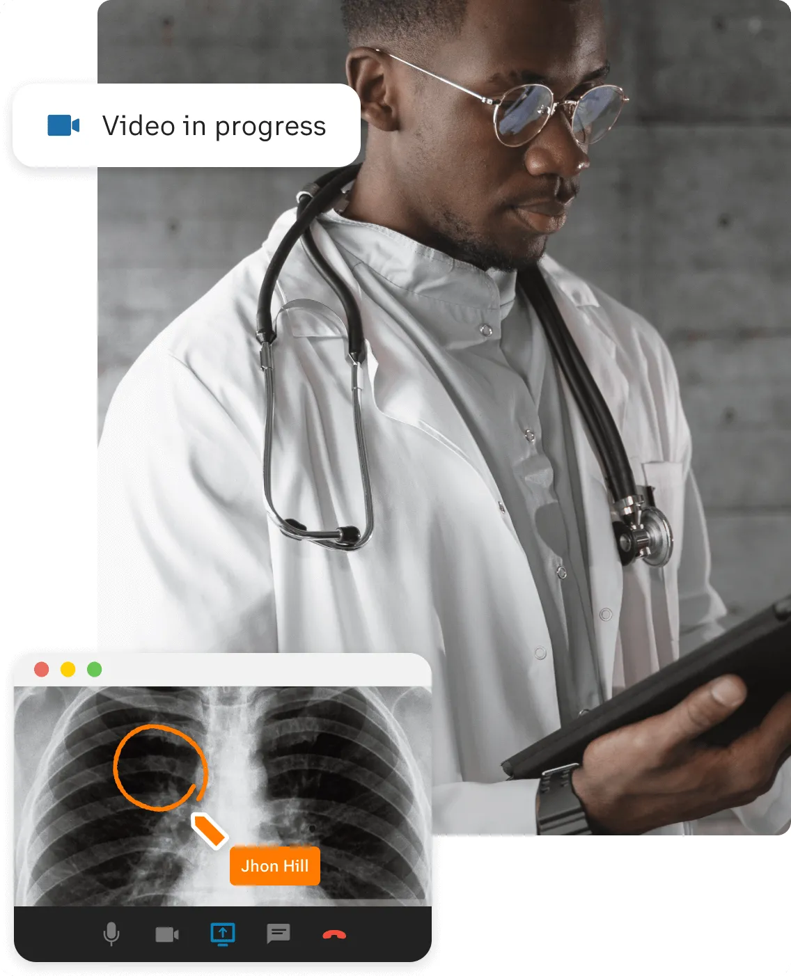A male doctor sending xray results via RingCentral