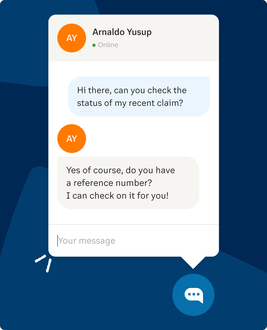 Patient-Hospital staff conversation inside a RingCentral message window