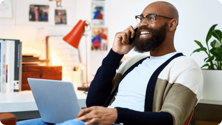 A client calling a healthcare center using the  RingCentral app.