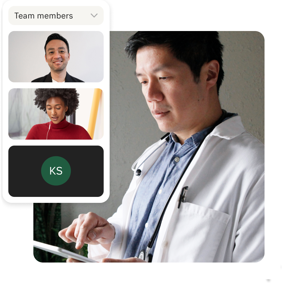Scientists in a video call with research team via RingCentral app