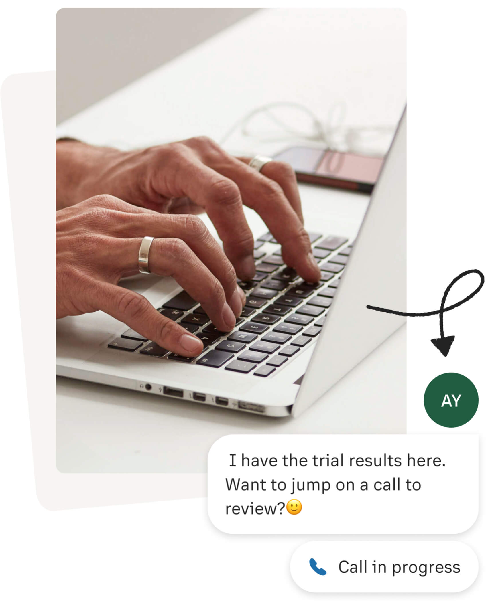 Researcher sends trial results to team via RingCentral