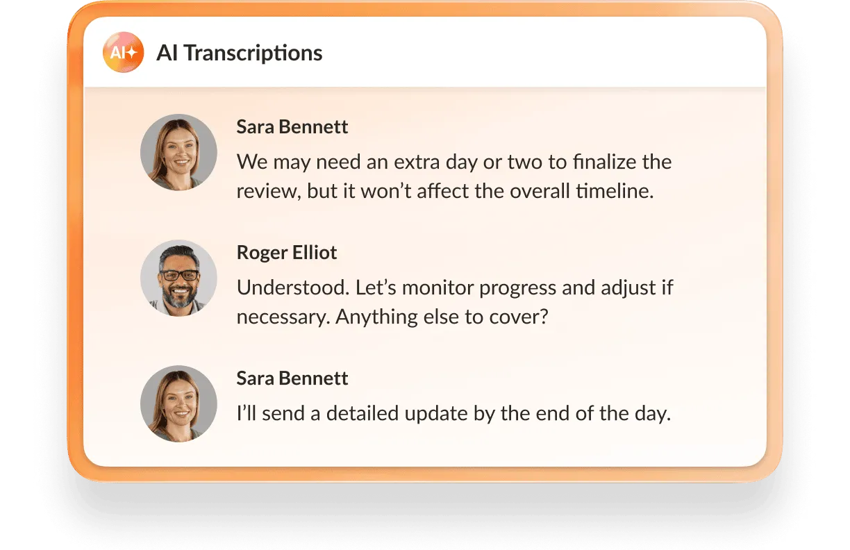 UI showing AI Transcriptions feature in the RingCentral app.