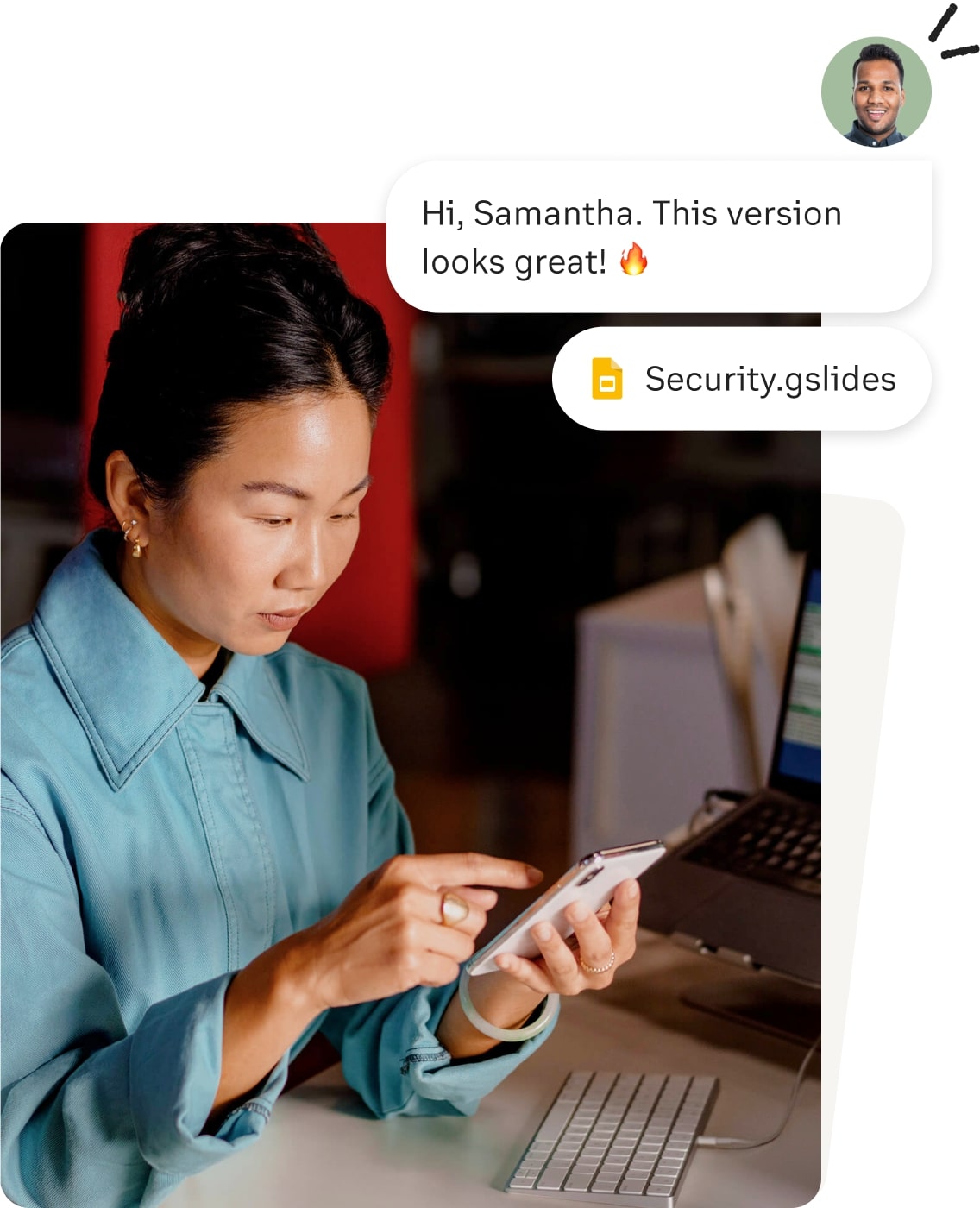 Eine Buchhalterin kommuniziert über die RingCentral App mit ihrem Kunden
