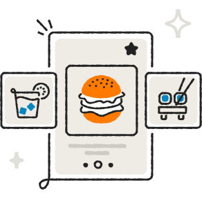 An illustration of different restaurant food menu items